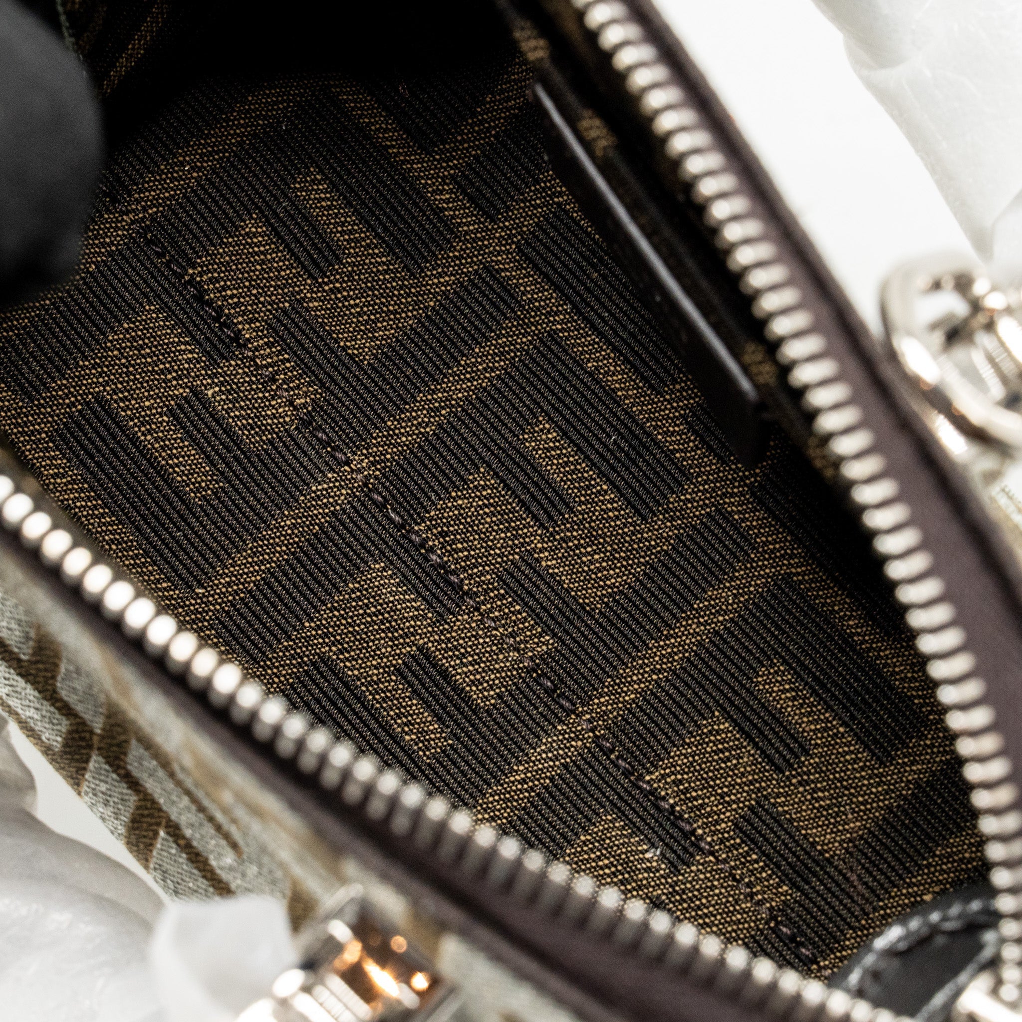 FENDI MINI BY THE WAY WITH HANDLE JACQUARD FF CANVAS/CALFSKIN SILVER/BROWN SHW