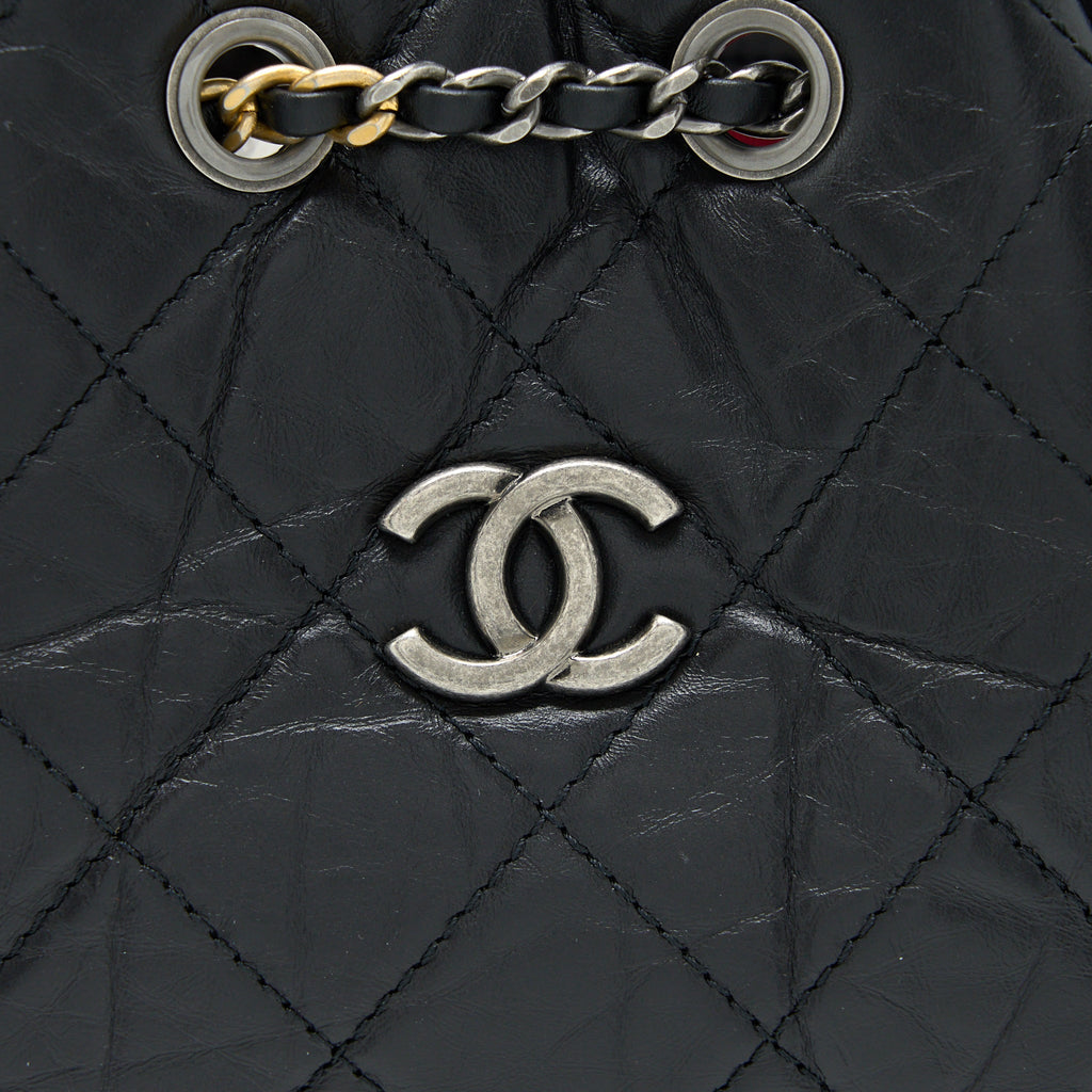 CHANEL SMALL GABRIELLE BACKPACK CALFSKIN BLACK MULTICOLOUR HARDWARE (MICROCHIP)