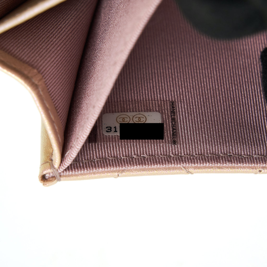 CHANEL IRIDESCENT CARD HOLDER CALFSKIN PINK SHW