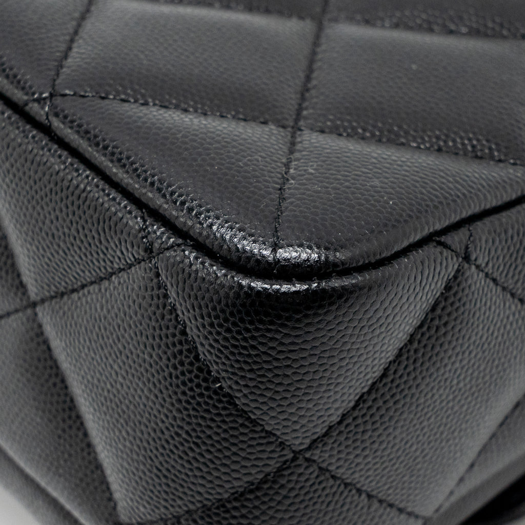CHANEL 24B QUILTED FLAP BAG CAVIAR BLACK GHW(MICROCHIP)