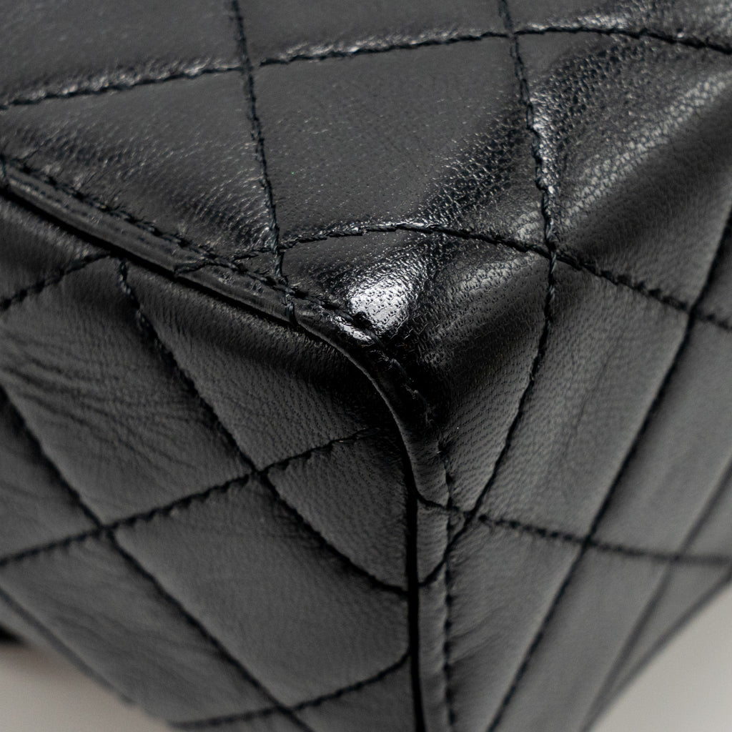 CHANEL 22K RETRO CLASSIC NEW SQUARE LARGE FLAP BAG GOATSKIN BLACK GHW (MICROCHIP)