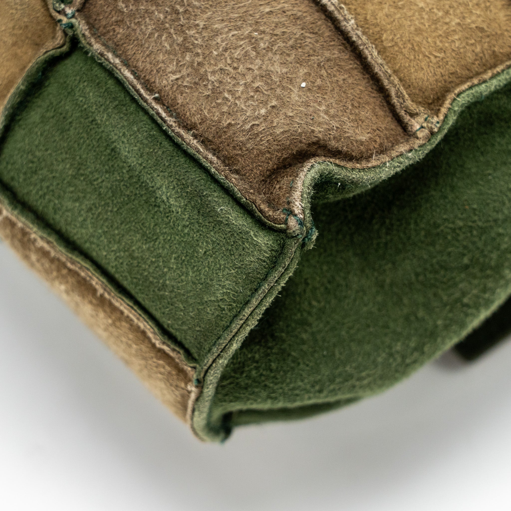 CHANEL 2.55 PATCHWORK SINGLE FLAP BAG SUEDE DARK GREEN SHW