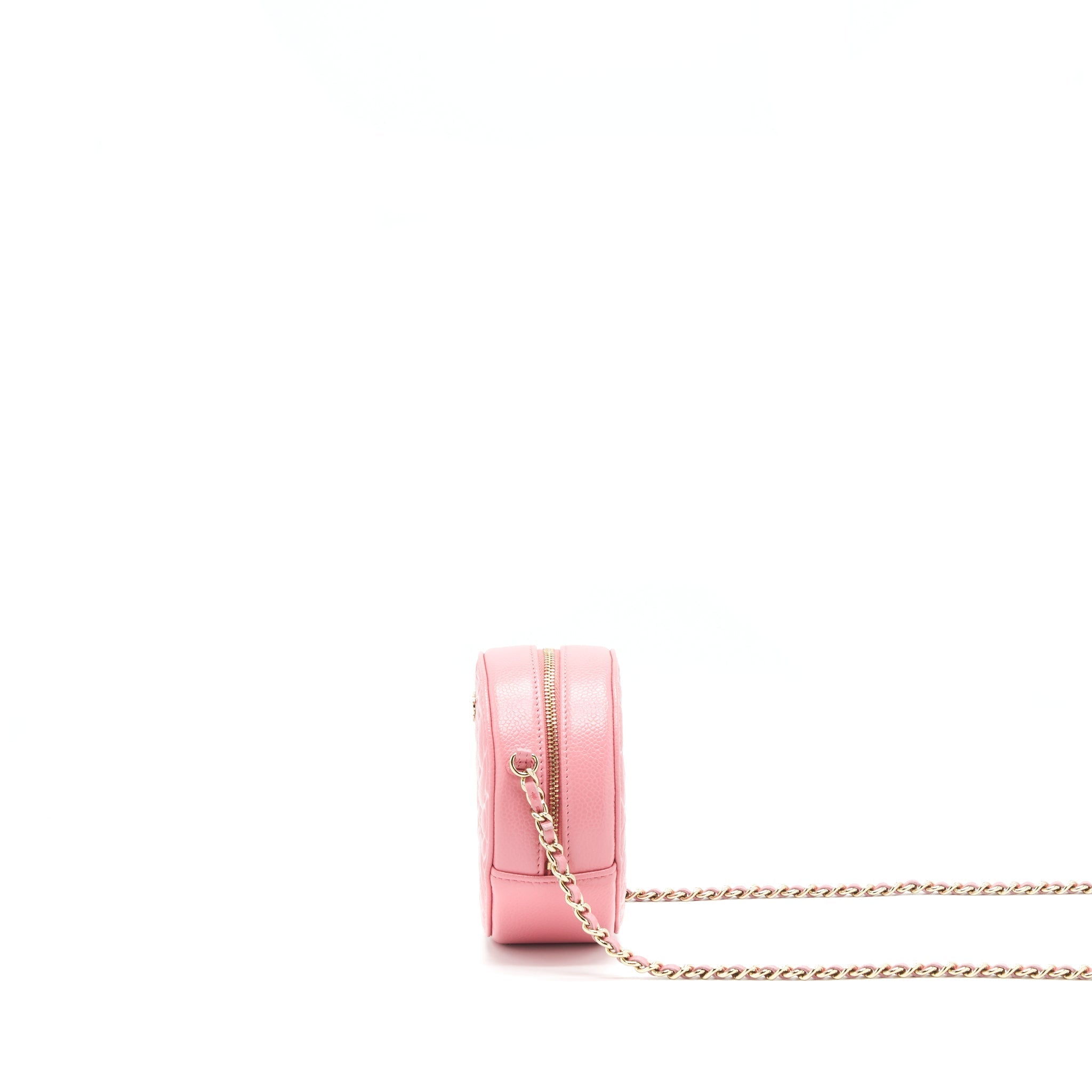 CHANEL CAMELLIA ROUND CLUTCH WITH CHAIN PINK LGHW