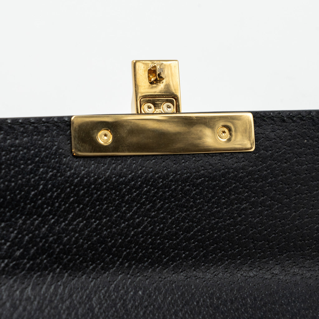 GUCCI PADLOCK CHAIN BAG BEE PRINT CALFSKIN BLACK GHW