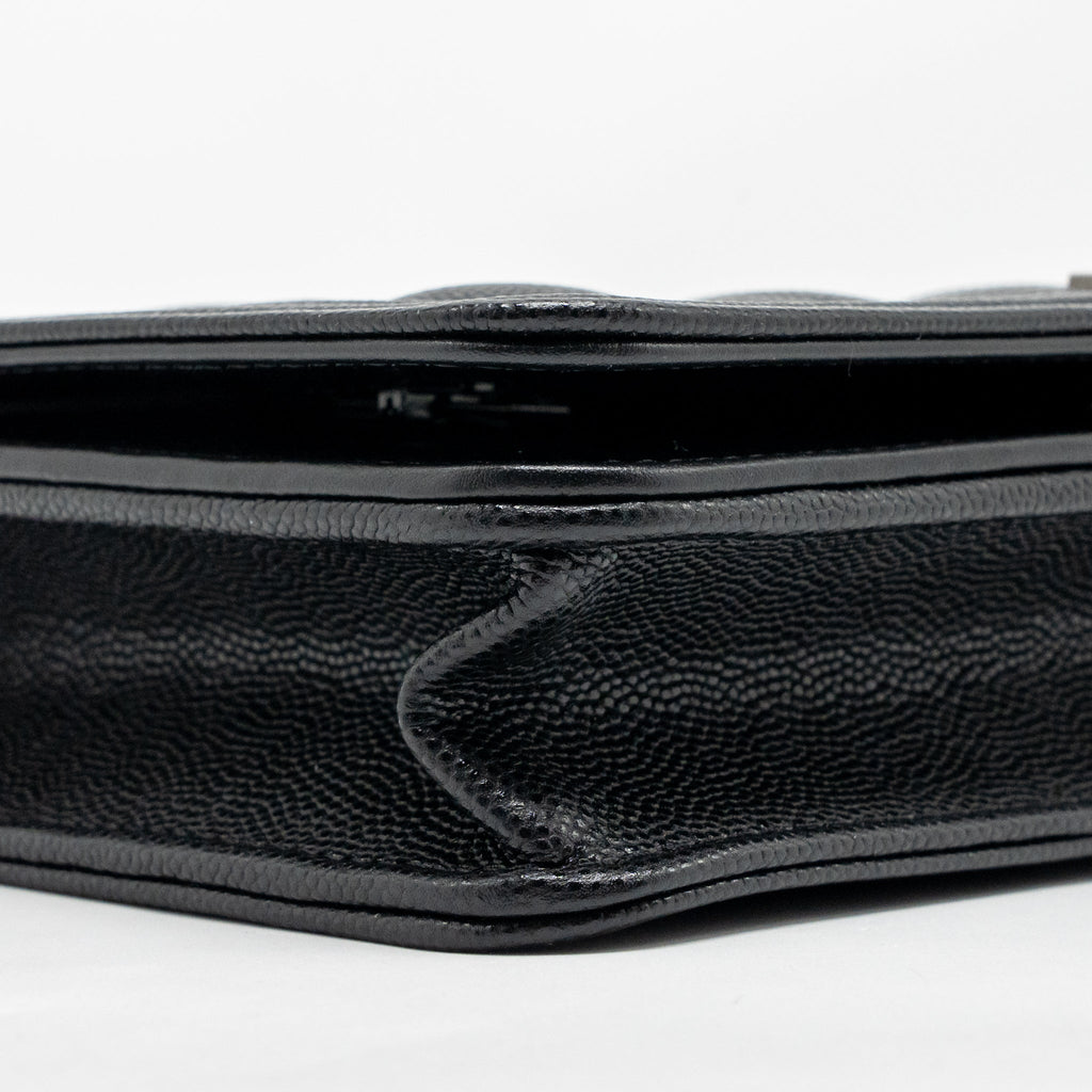 CHANEL BOY WALLET ON CHAIN CAVIAR BLACK RUTHENIUM SHW (MICROCHIP)