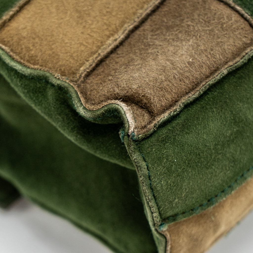 CHANEL 2.55 PATCHWORK SINGLE FLAP BAG SUEDE DARK GREEN SHW
