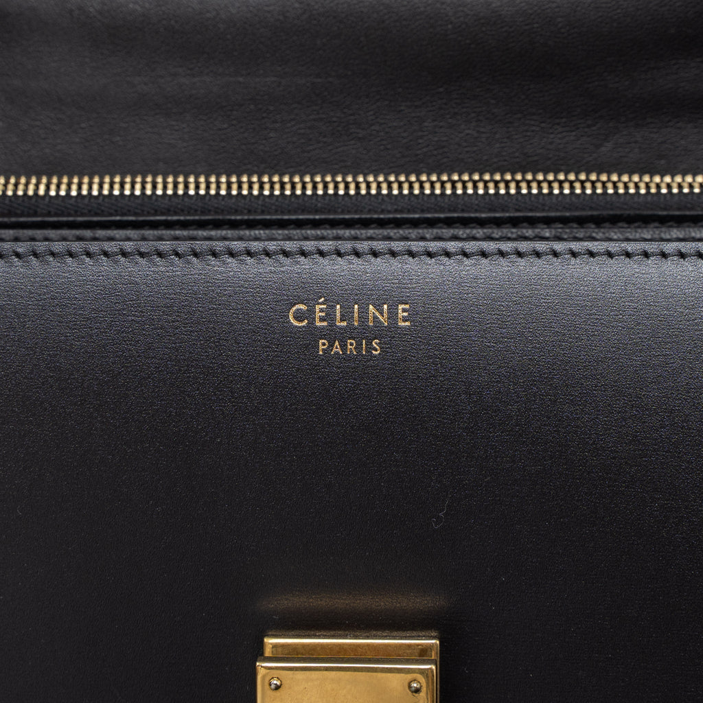 CELINE MEDIUM CLASSIC BOX CALFSKIN BLACK BRUSHED GHW