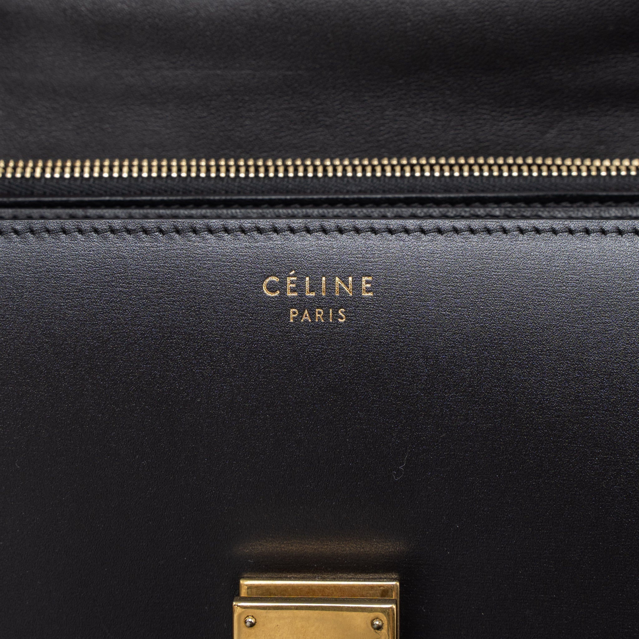 CELINE MEDIUM CLASSIC BOX CALFSKIN BLACK BRUSHED GHW