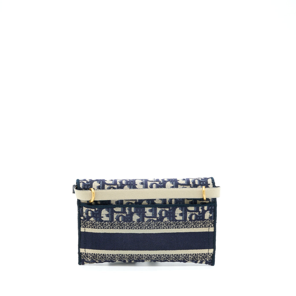 DIOR SADDLE SLIM POUCH BLUE DIOR OBLIQUE EMBROIDERY