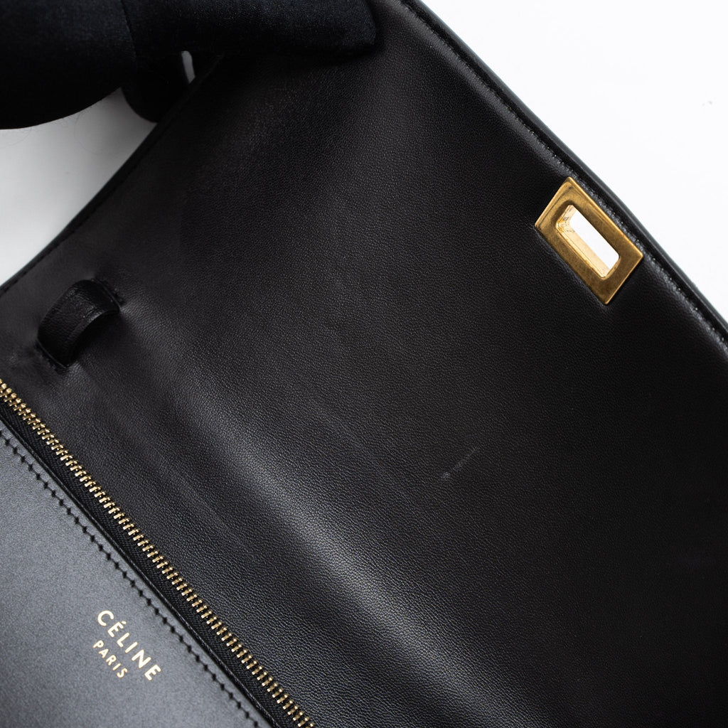 CELINE MEDIUM CLASSIC BOX CALFSKIN BLACK BRUSHED GHW