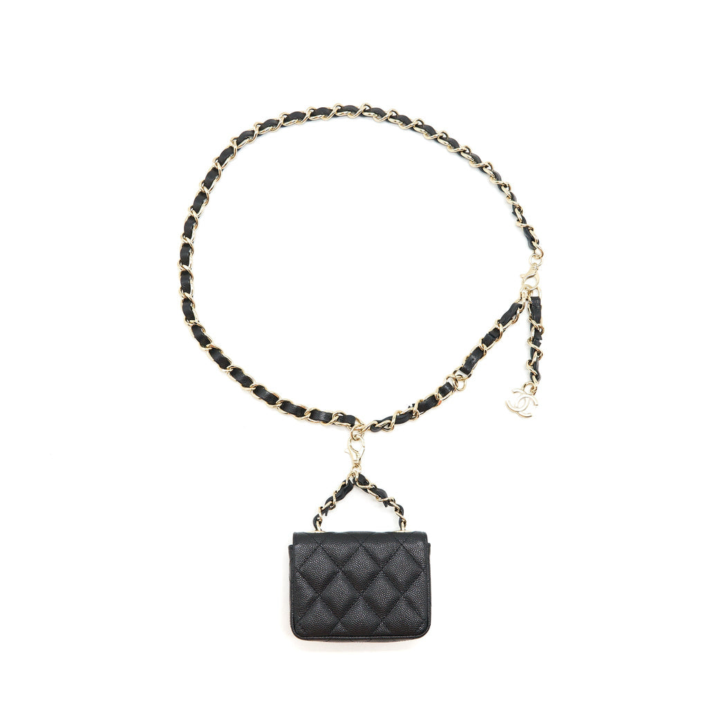 CHANEL 21B BELT BAG CAVIAR BLACK LGHW