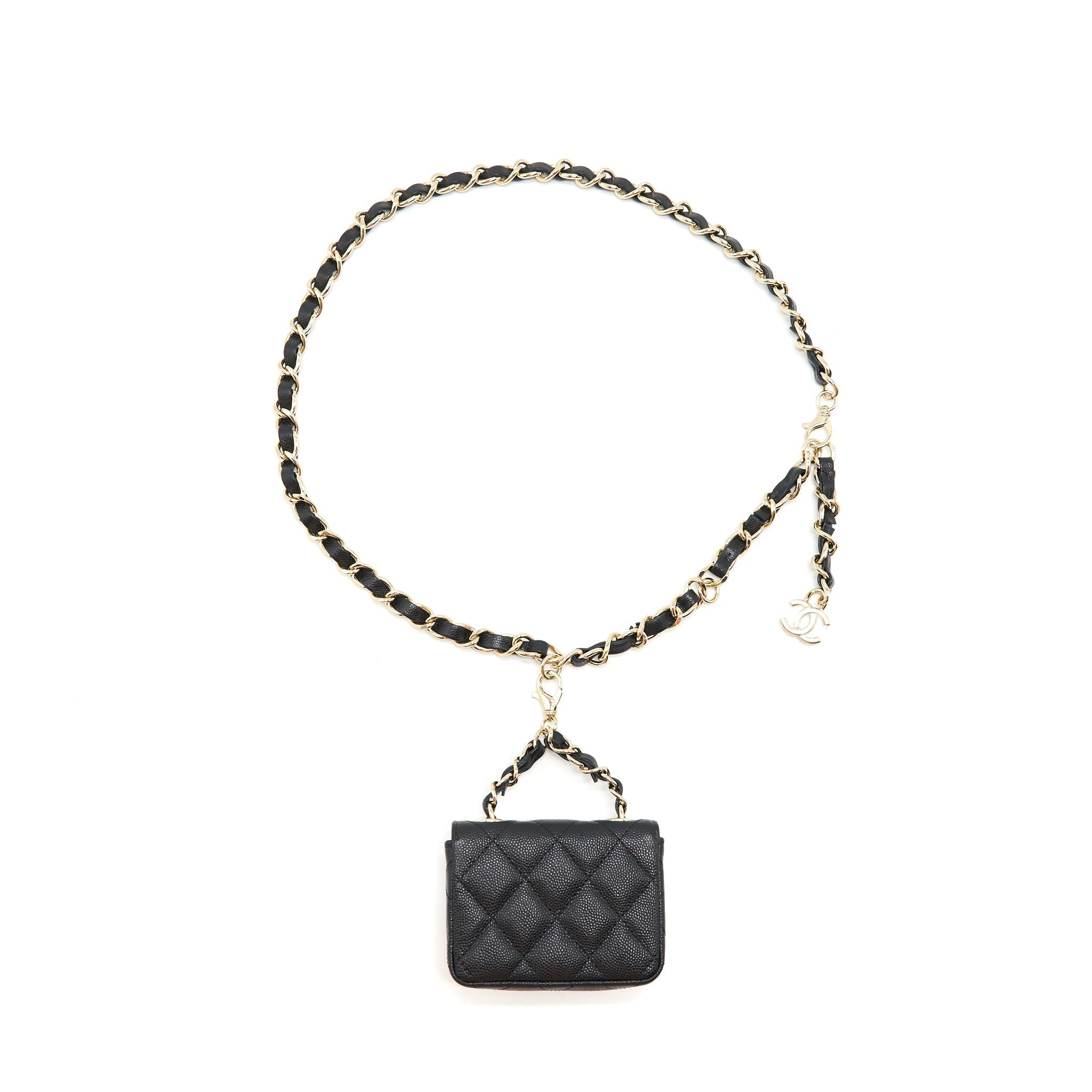 CHANEL 21B BELT BAG CAVIAR BLACK LGHW