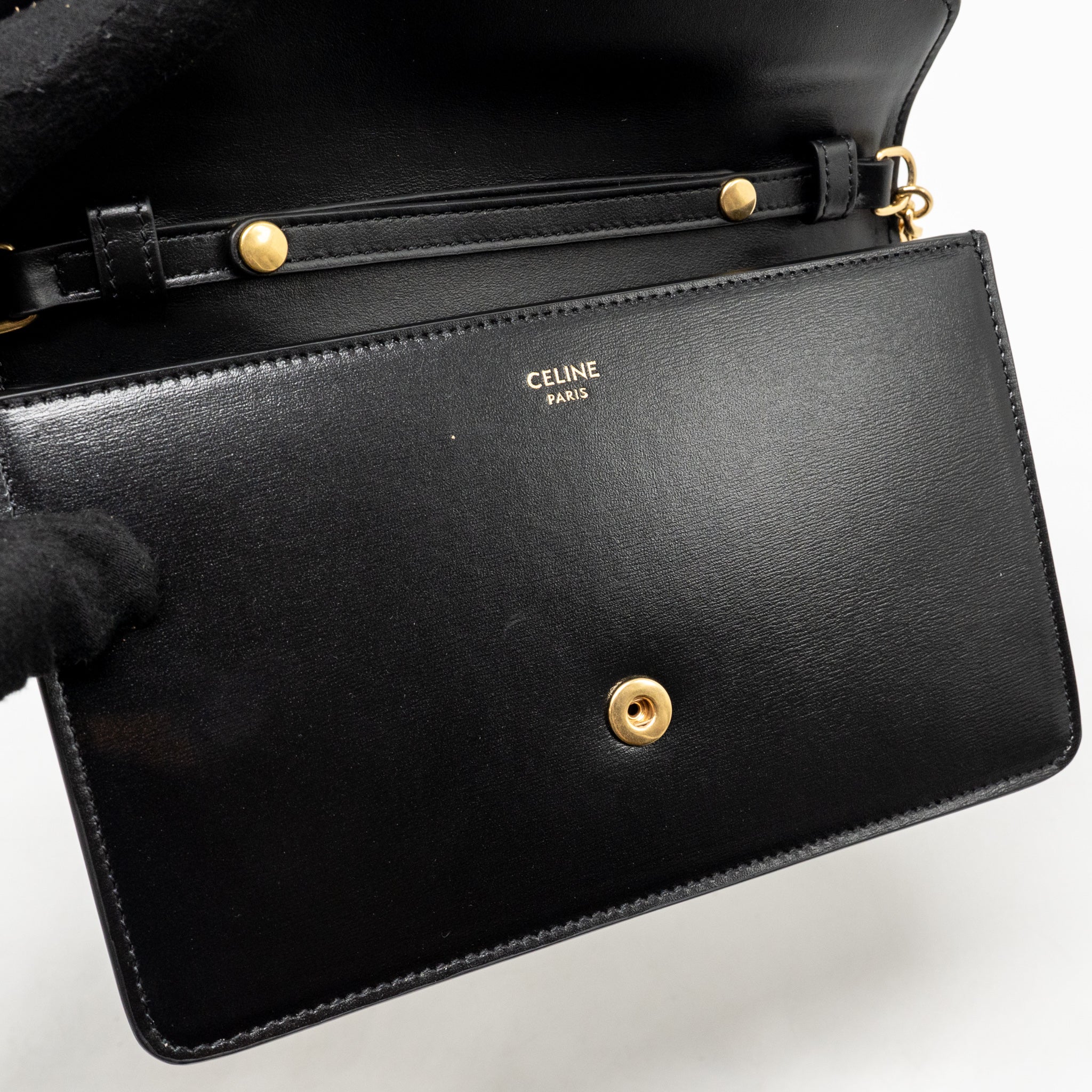 CELINE WALLET ON CHAIN MARGO CALFSKIN BLACK GHW