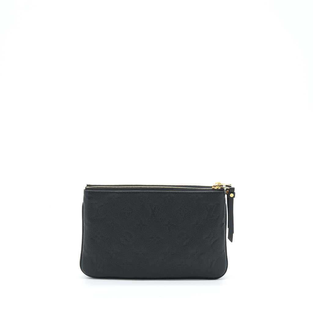 LOUIS VUITTON DOUBLE ZIP POCHETTE MONOGRAM EMPREINTE BLACK GHW
