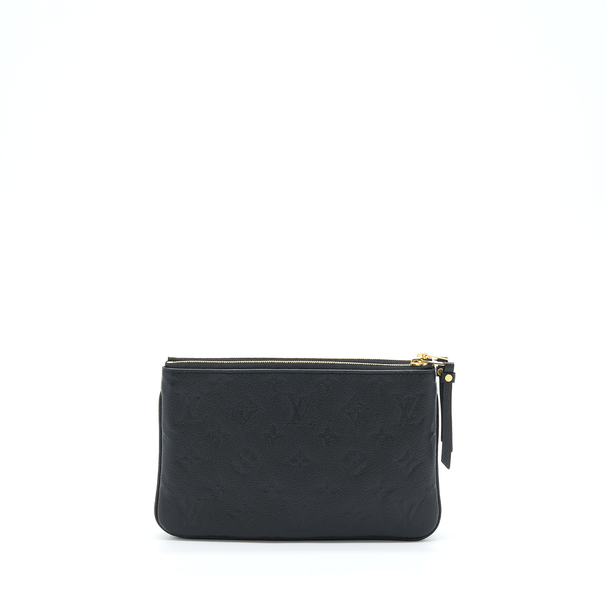 LOUIS VUITTON DOUBLE ZIP POCHETTE MONOGRAM EMPREINTE BLACK GHW