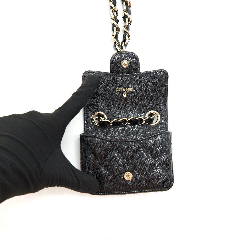 CHANEL 21B BELT BAG CAVIAR BLACK LGHW