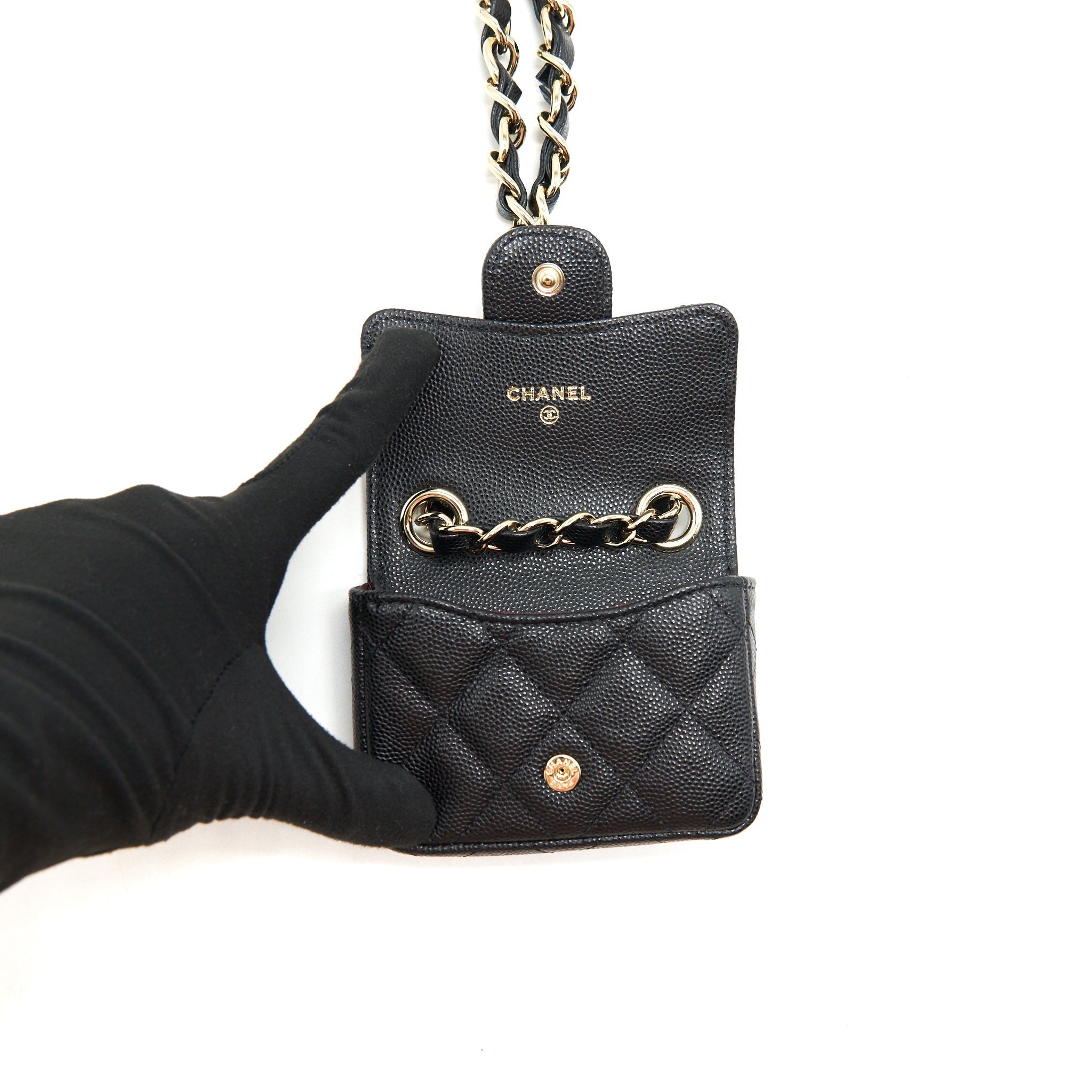 CHANEL 21B BELT BAG CAVIAR BLACK LGHW