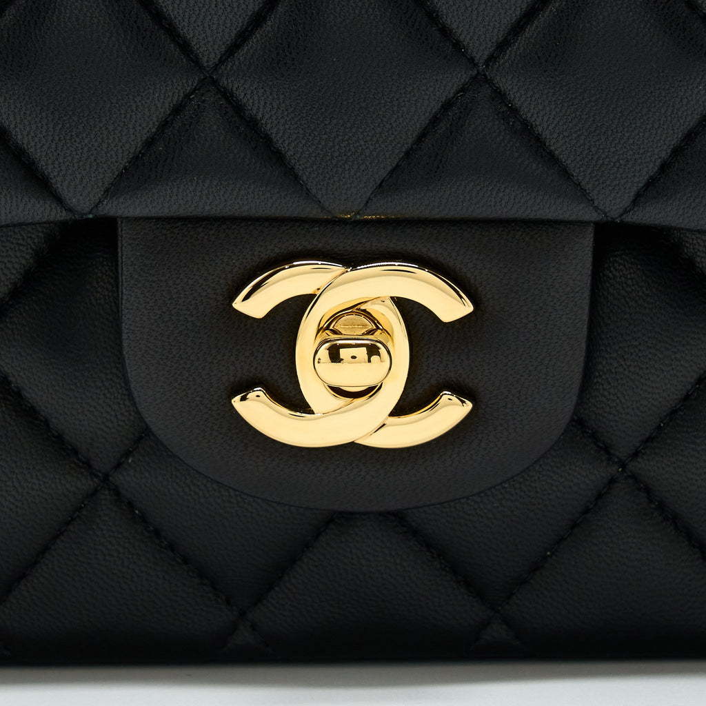 CHANEL CLASSIC DOUBLE FLAP BAG LAMBSKIN BLACK GHW