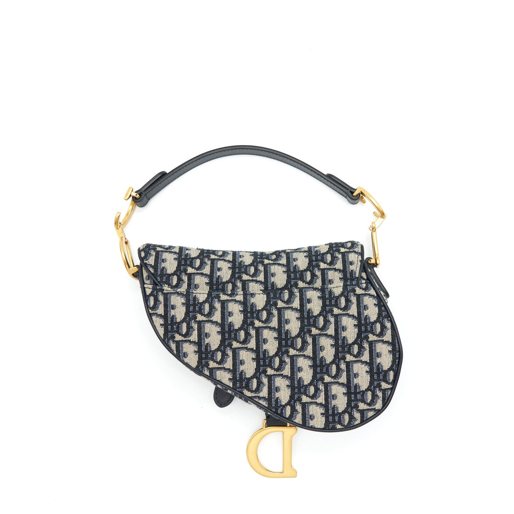 DIOR MINI SADDLE BLUE OBLIQUE GHW