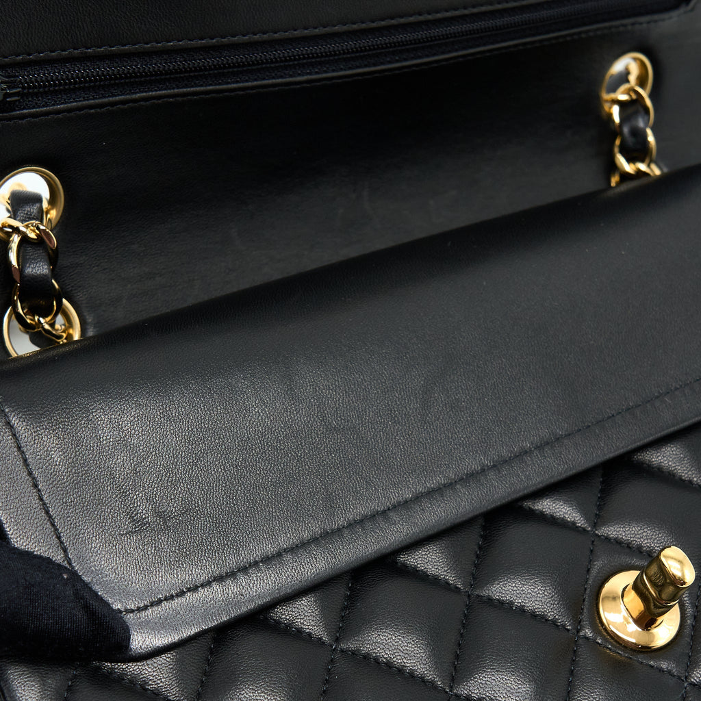 CHANEL CLASSIC DOUBLE FLAP BAG LAMBSKIN BLACK GHW