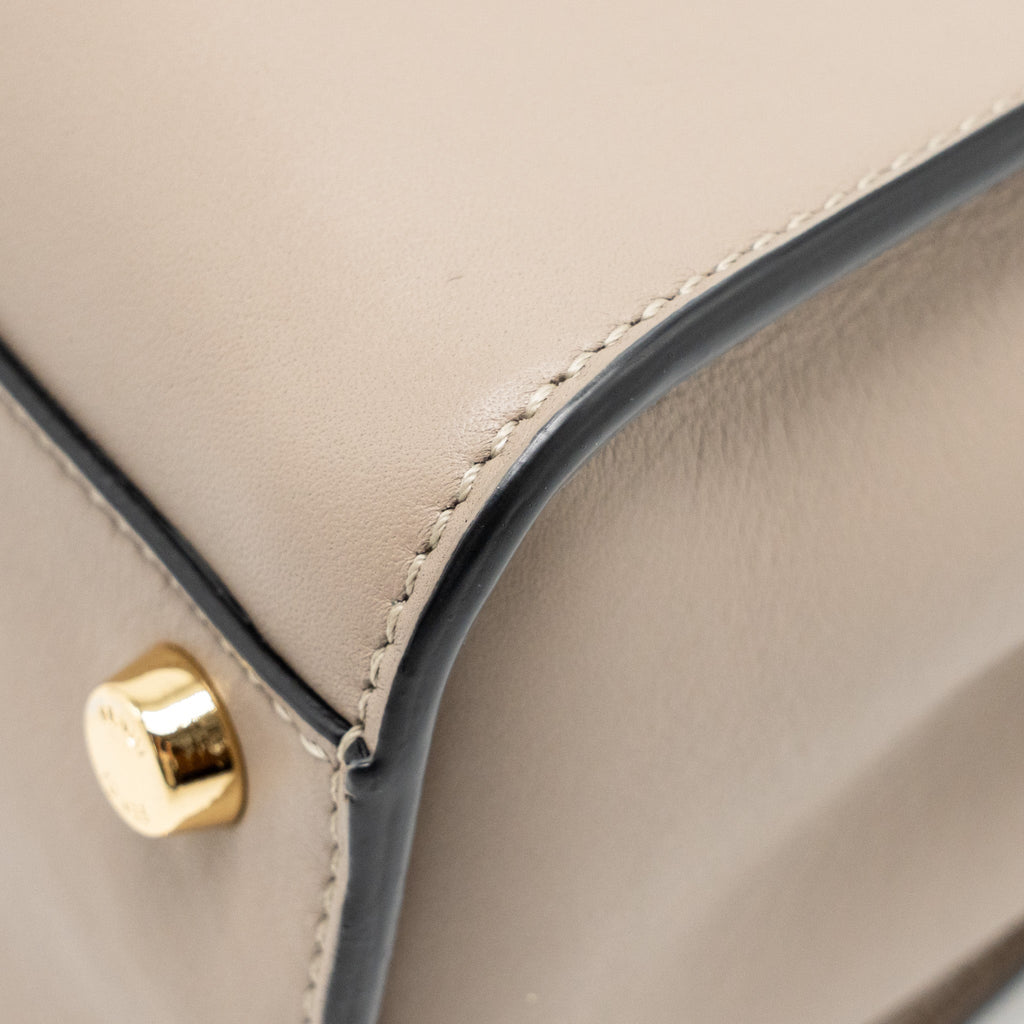 FENDI PEEKABOO ICONIC ESSENTIAL HANDLE BAG CALFSKIN LIGHT GREY GHW