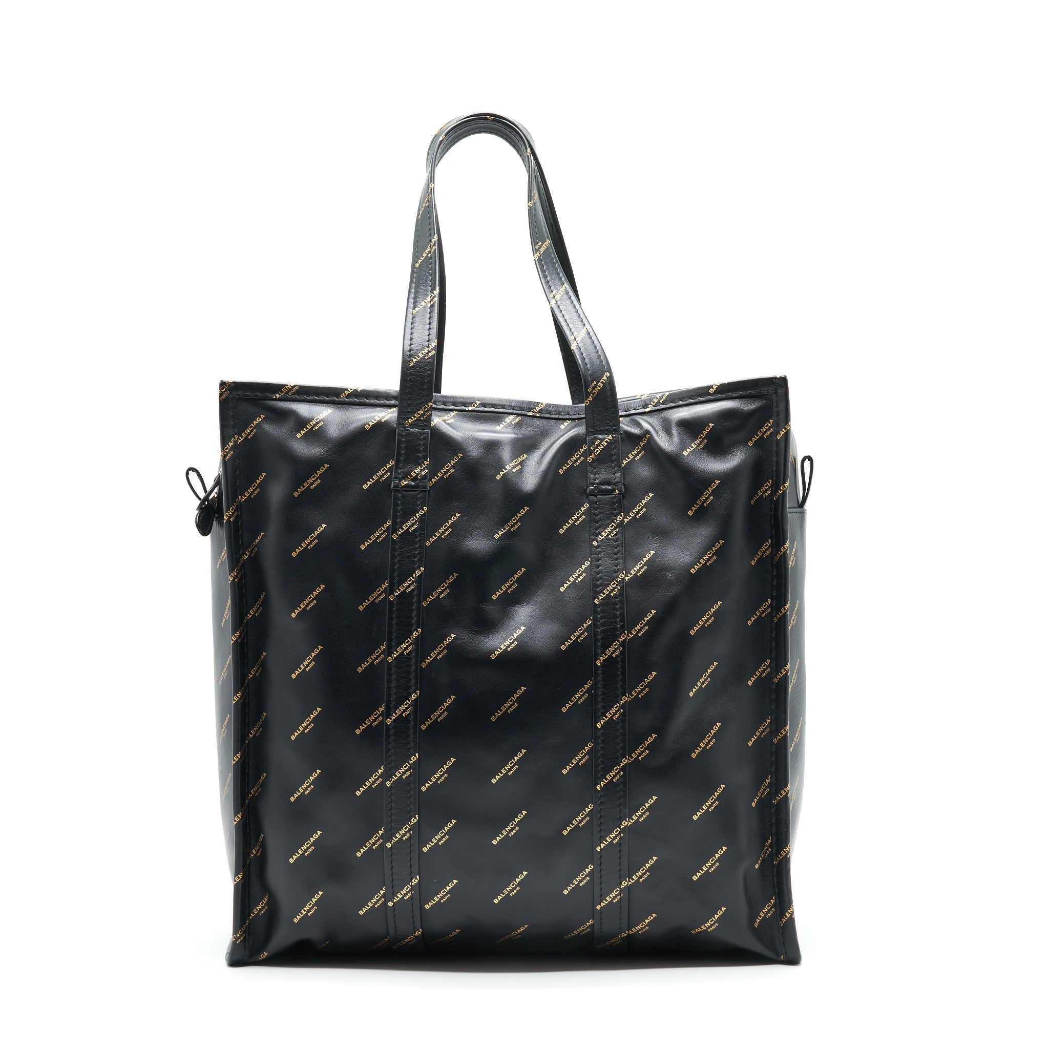 BALENCIAGA LOGO PRINTED BAZAR SHOPPER M LEATHER BAG