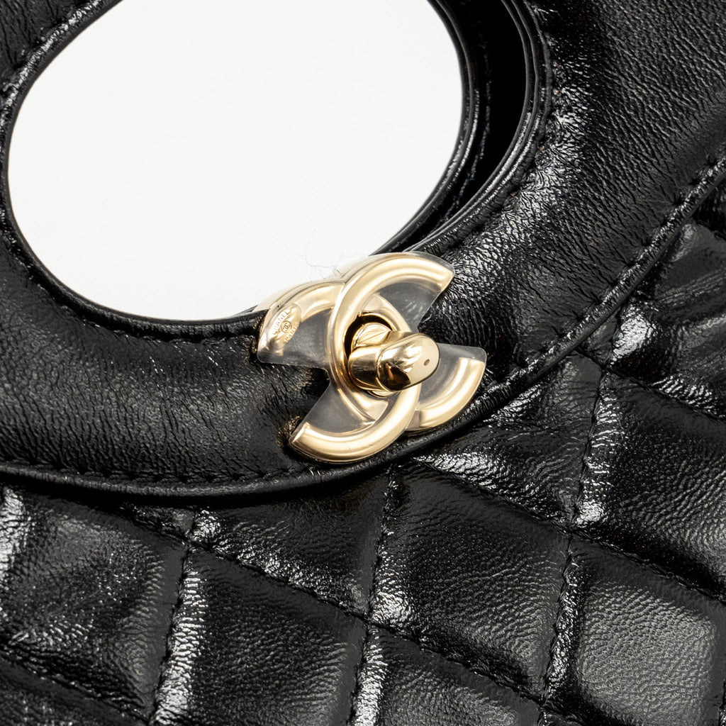 CHANEL MINI 31 BAG SHINY CALFSKIN BLACK LGHW (MICROCHIP)