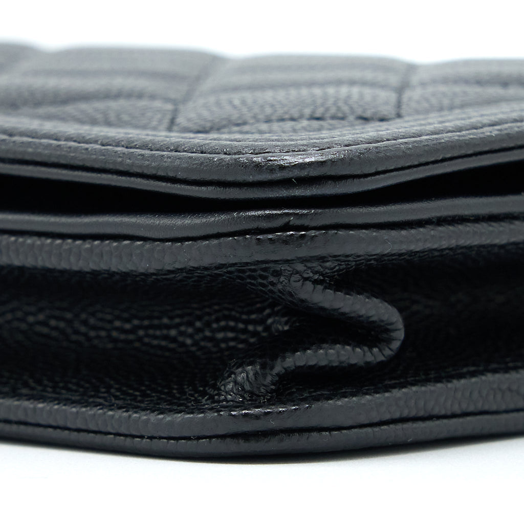 CHANEL BOY WALLET ON CHAIN CAVIAR BLACK GHW (MICROCHIP)