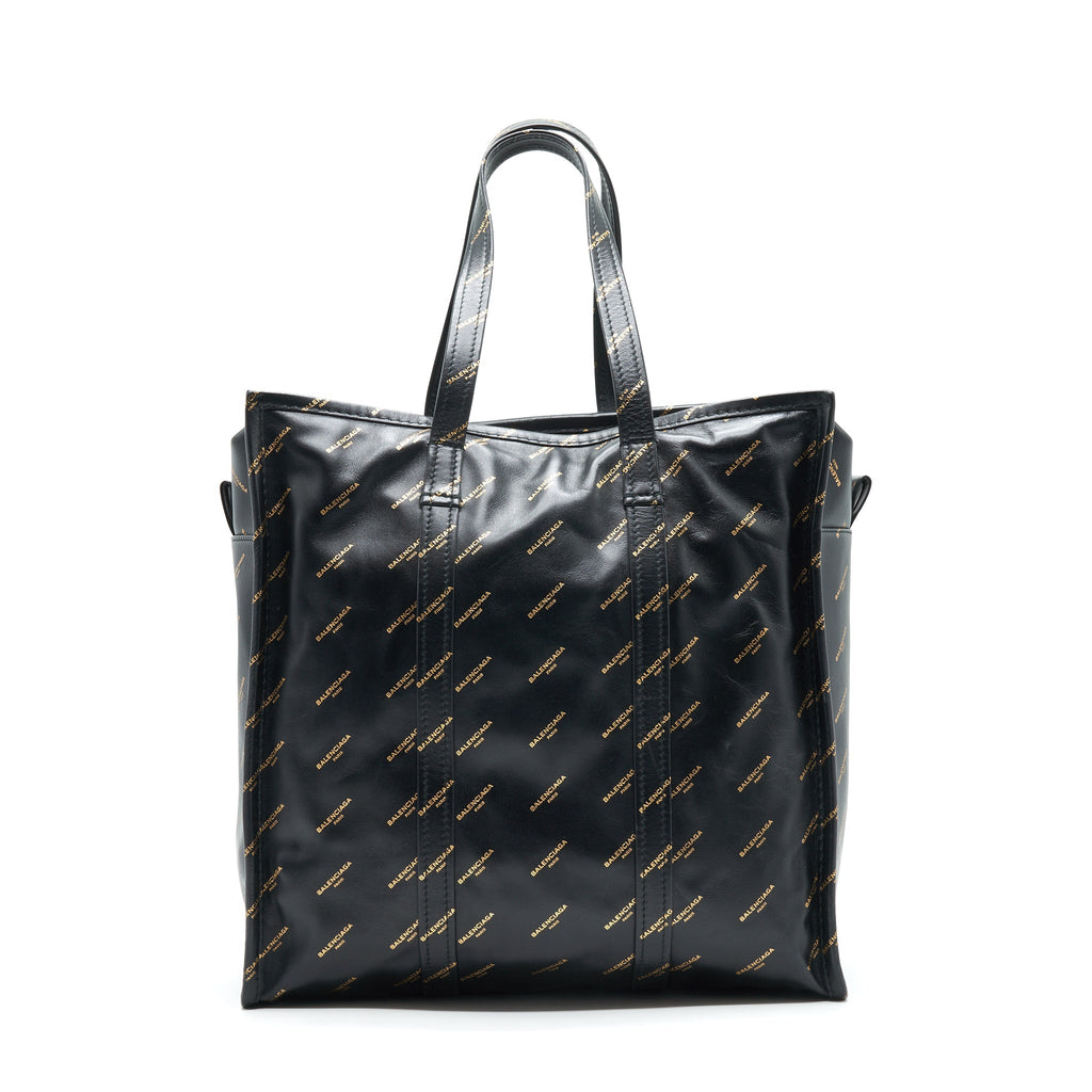 BALENCIAGA LOGO PRINTED BAZAR SHOPPER M LEATHER BAG