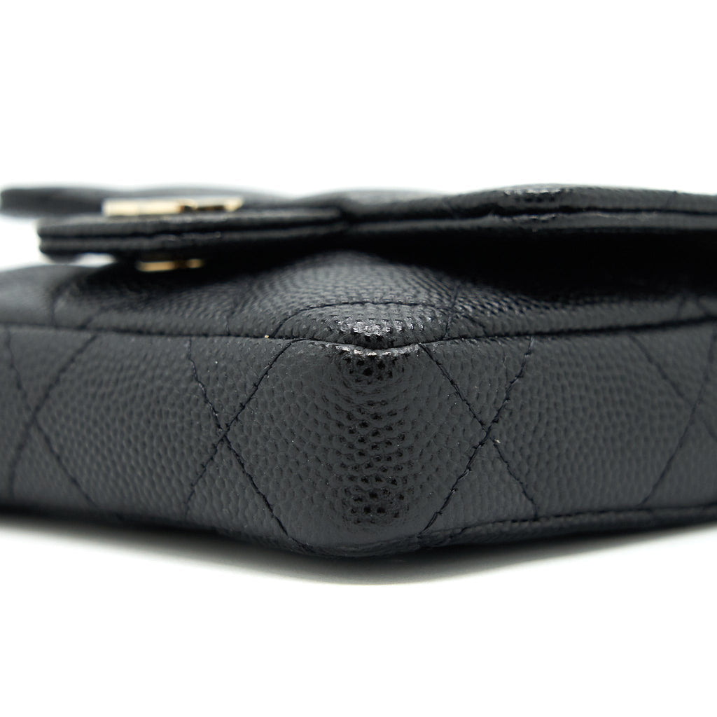 CHANEL 21B BELT BAG CAVIAR BLACK LGHW