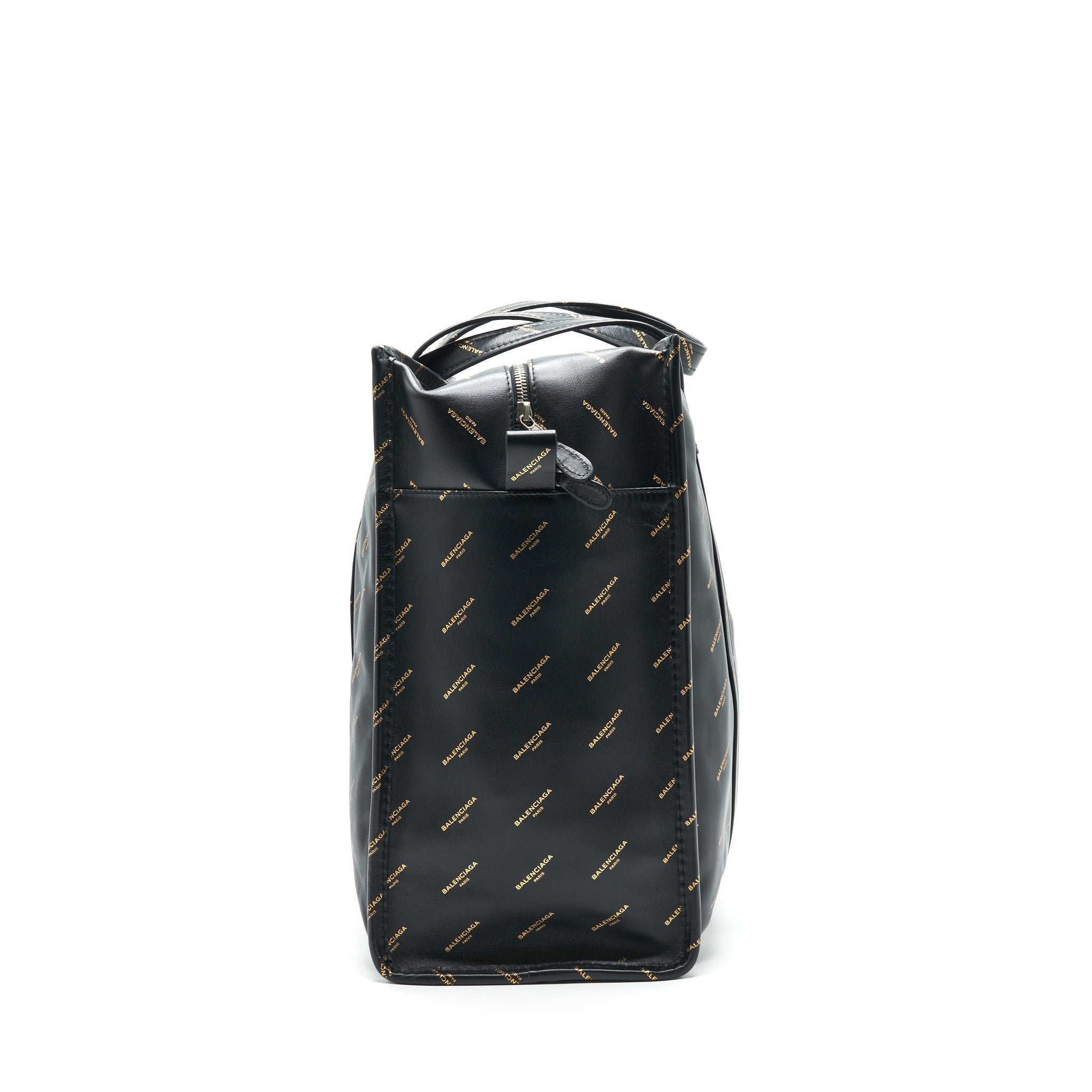 BALENCIAGA LOGO PRINTED BAZAR SHOPPER M LEATHER BAG