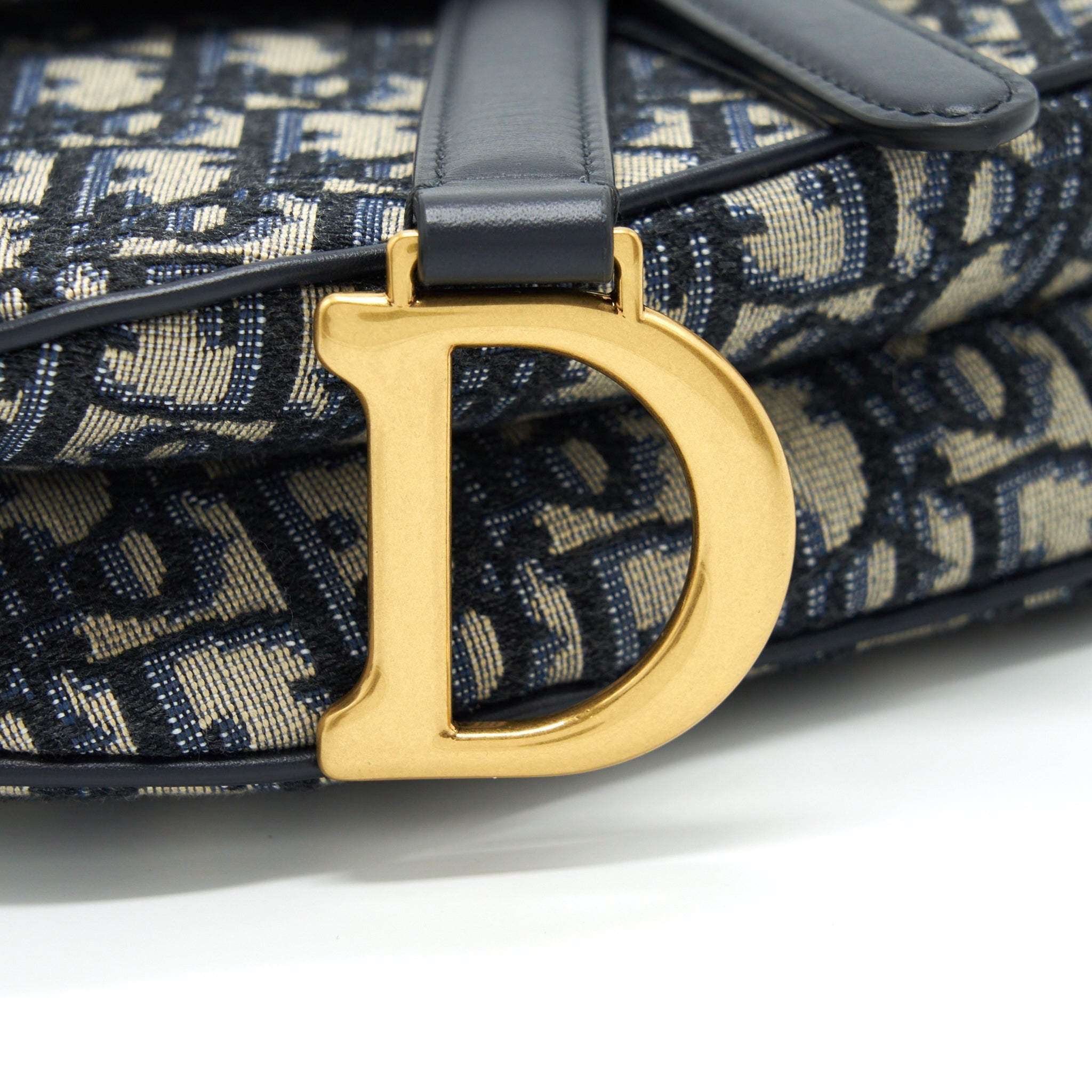 DIOR MINI SADDLE BLUE OBLIQUE GHW