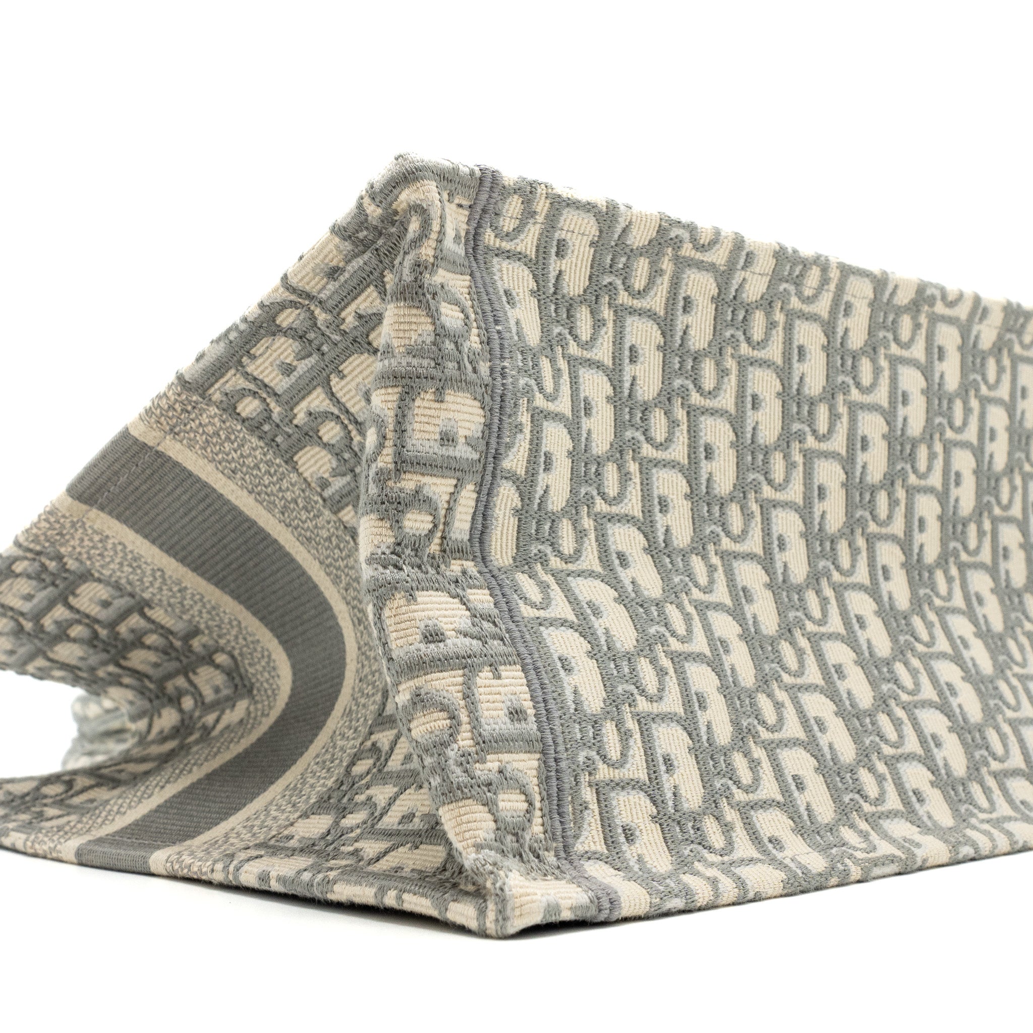 DIOR MEIDUM BOOK TOTE DIOR OBLIQUE EMBROIDERY CANVAS ECRU/GREY