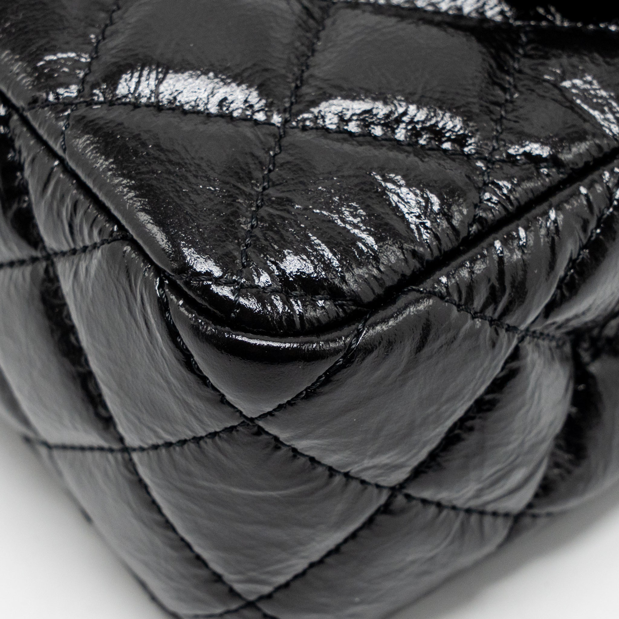 CHANEL 23C SMALL HOBO BAG SHINY CALFSKIN BLACK BRUSHED GHW (MICROCHIP)