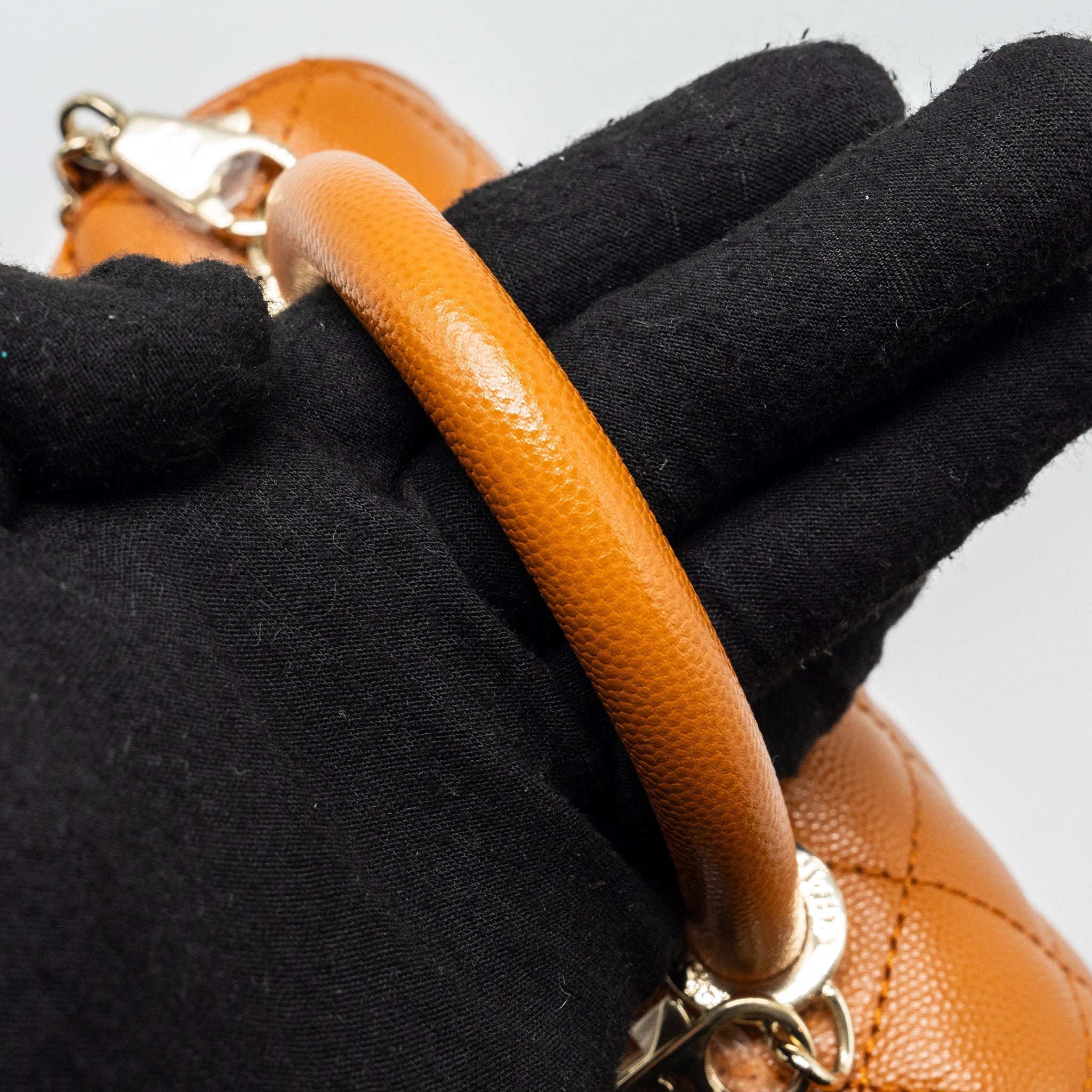 CHANEL MINI COCO HANDLE CAVIAR CARAMEL LGHW (MICROCHIP)