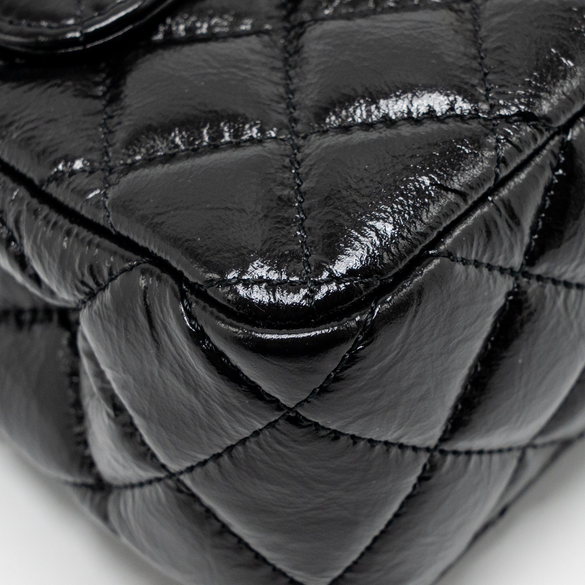 CHANEL 23C SMALL HOBO BAG SHINY CALFSKIN BLACK BRUSHED GHW (MICROCHIP)