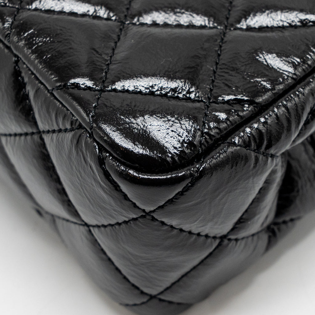 CHANEL 23C SMALL HOBO BAG SHINY CALFSKIN BLACK BRUSHED GHW (MICROCHIP)