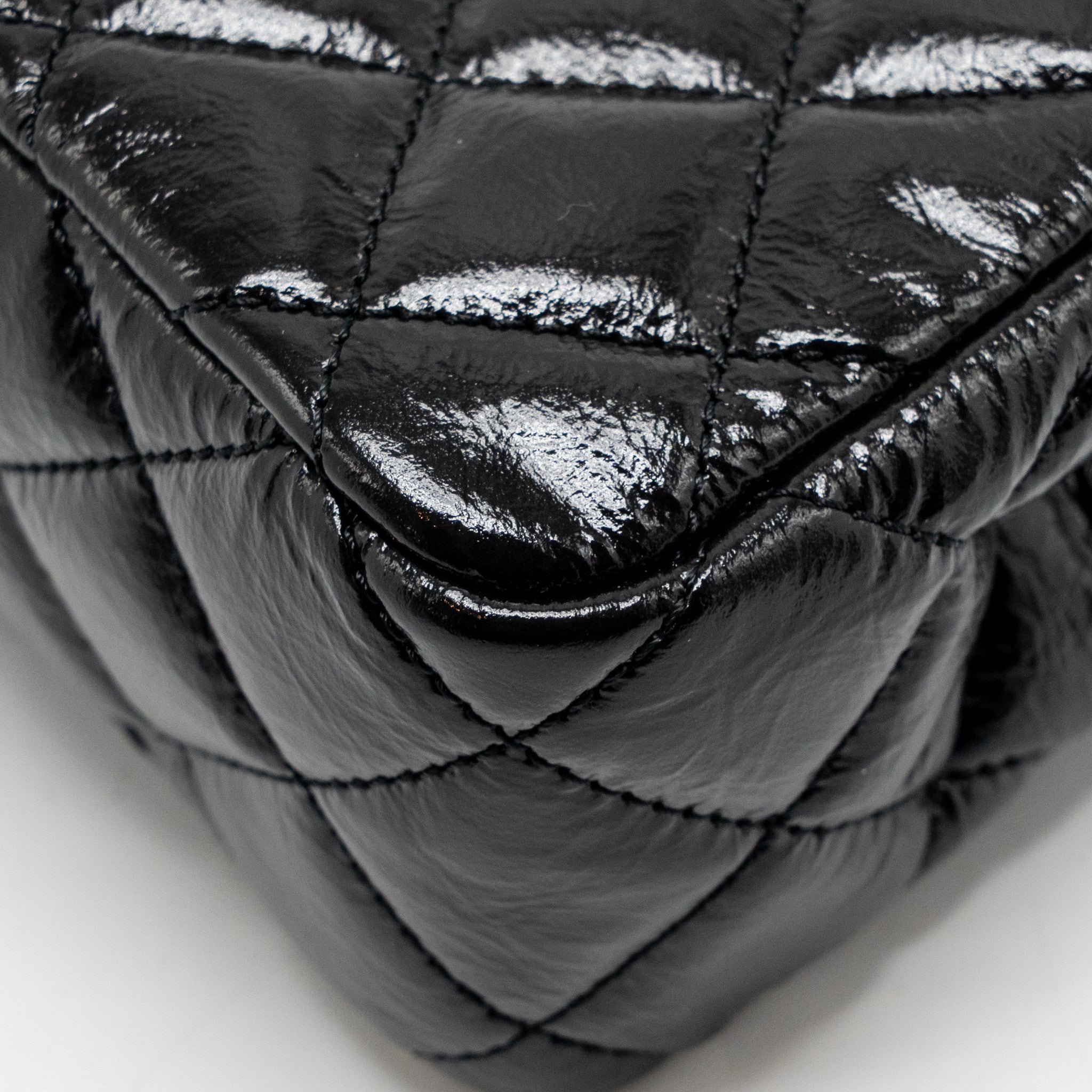 CHANEL 23C SMALL HOBO BAG SHINY CALFSKIN BLACK BRUSHED GHW (MICROCHIP)