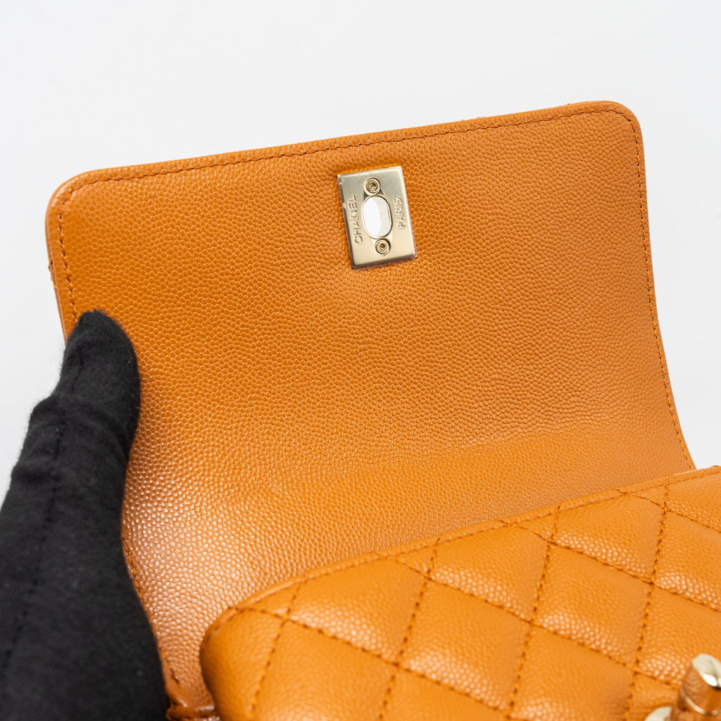 CHANEL MINI COCO HANDLE CAVIAR CARAMEL LGHW (MICROCHIP)