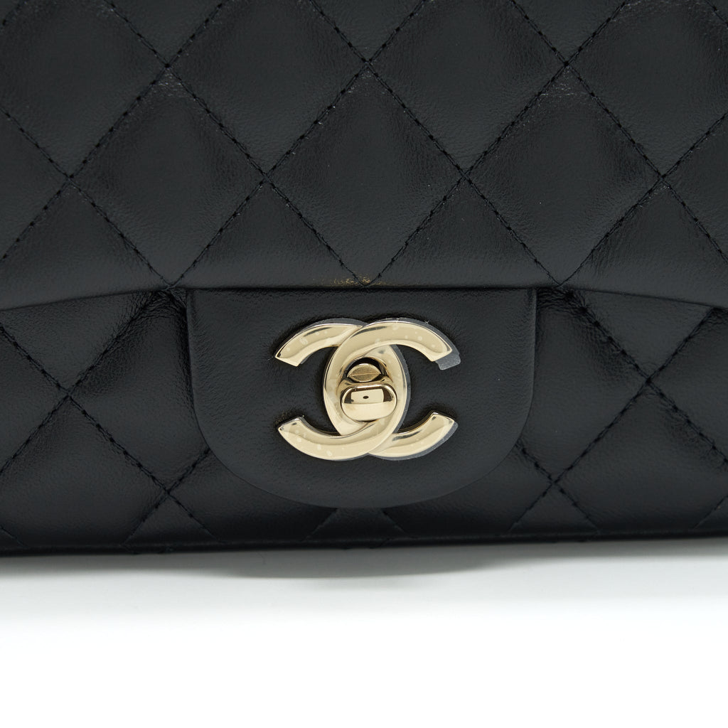 CHANEL MINI SQUARE FLAP BAG LAMBSKIN BLACK LGHW(MICROCHIP)