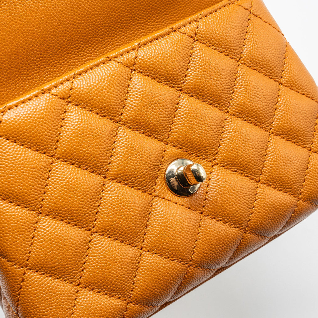 CHANEL MINI COCO HANDLE CAVIAR CARAMEL LGHW (MICROCHIP)