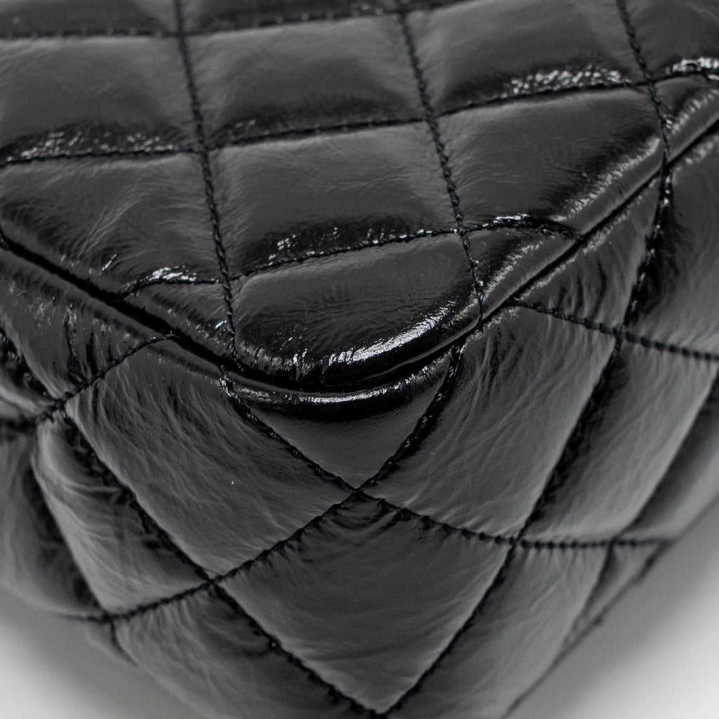 CHANEL 23C SMALL HOBO BAG SHINY CALFSKIN BLACK BRUSHED GHW (MICROCHIP)