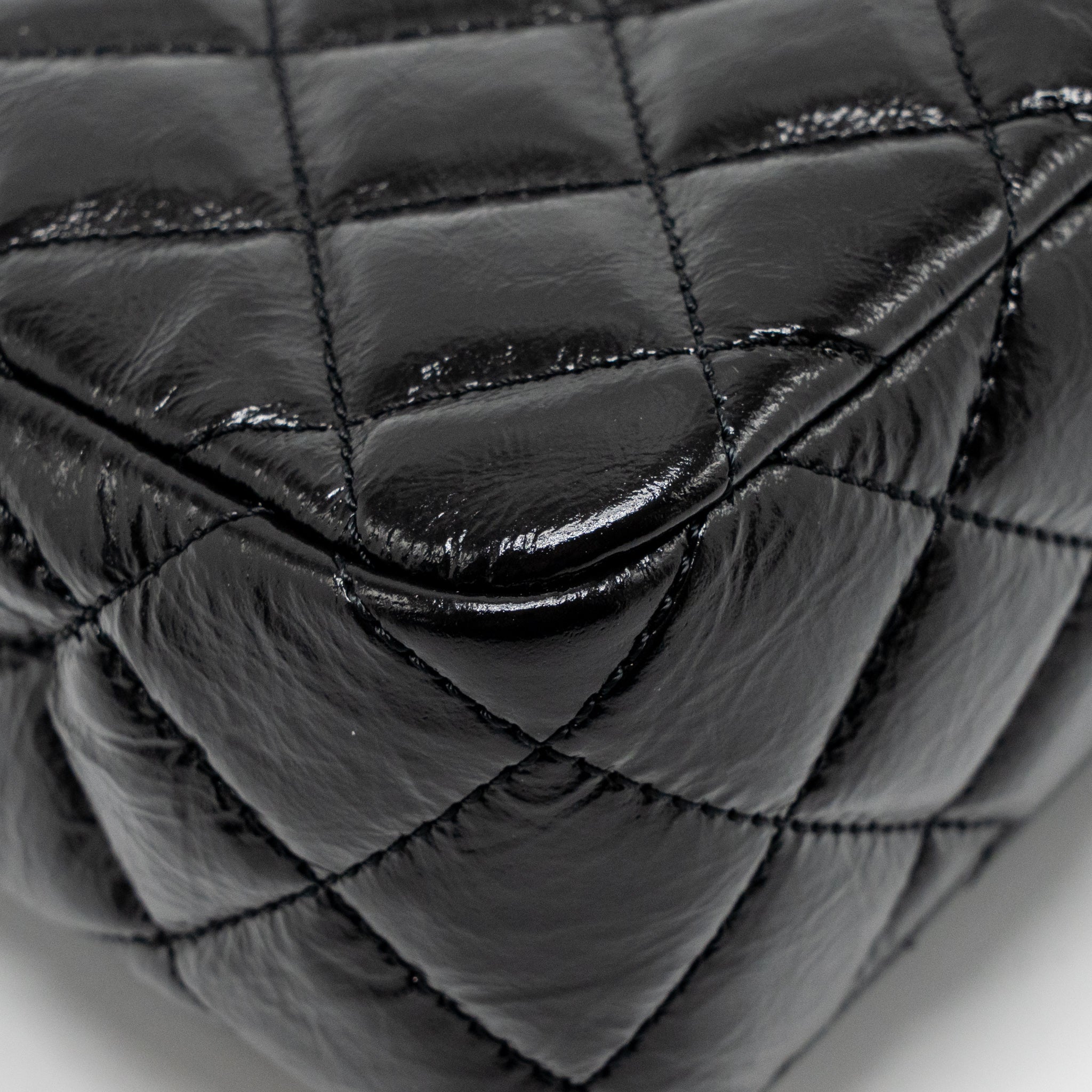 CHANEL 23C SMALL HOBO BAG SHINY CALFSKIN BLACK BRUSHED GHW (MICROCHIP)