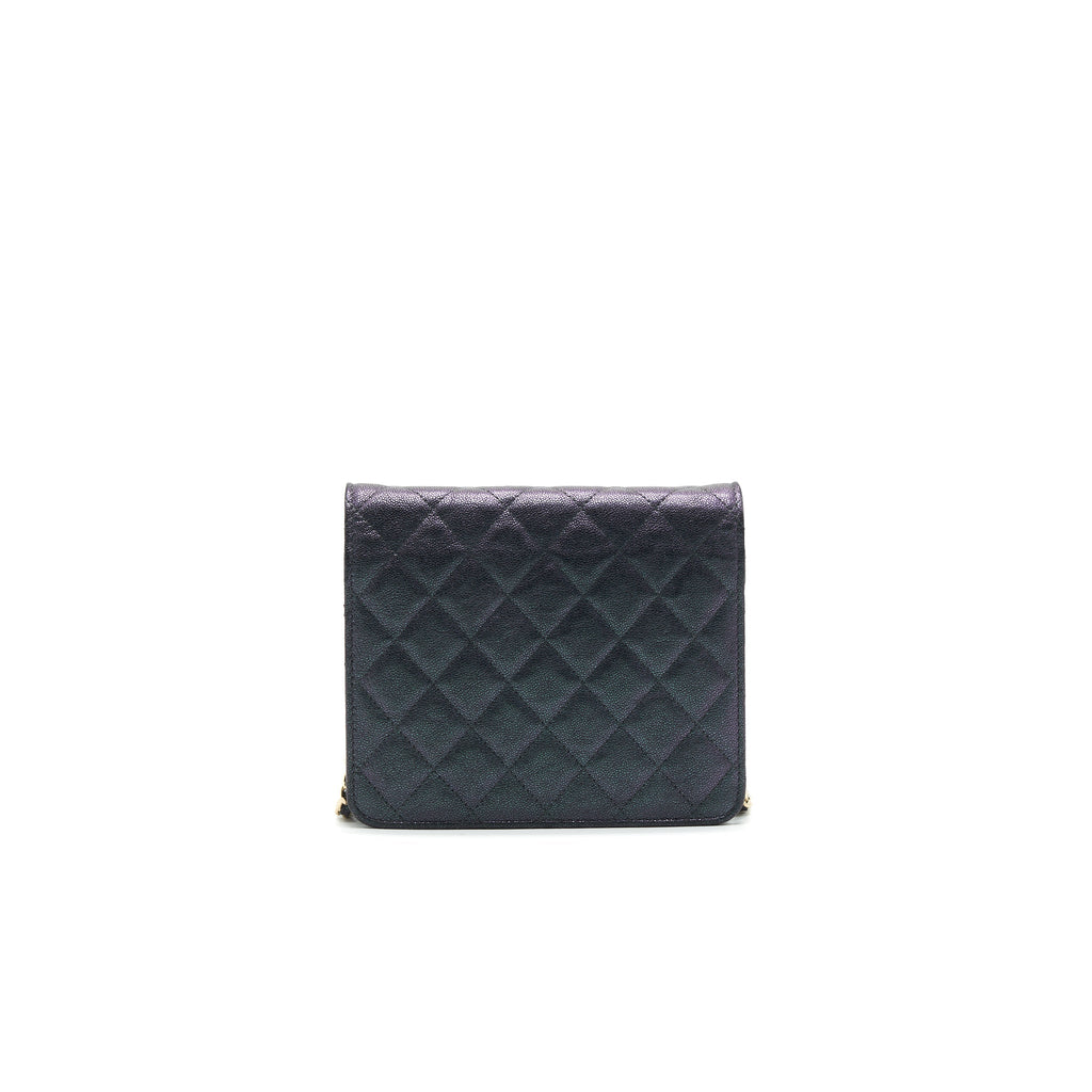 CHANEL CLASSIC SQUARE WALLET ON CHAIN CAVIAR IRIDESCENT PURPLE LGHW
