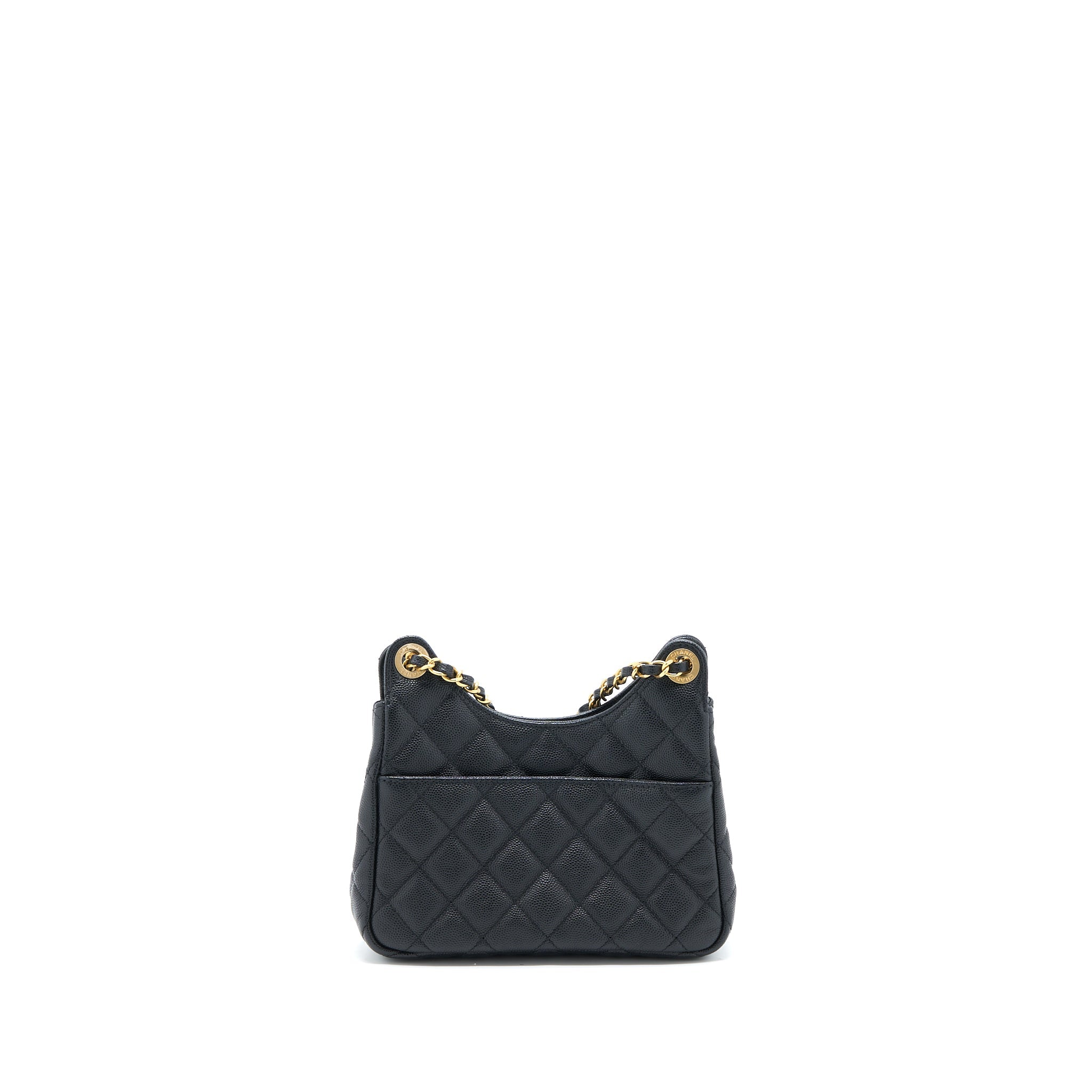 CHANEL SMALL HOBO BAG CAVIAR BLACK GHW (MICROCHIP)