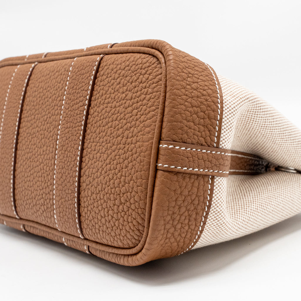 HERMES NEO GARDEN PARTY 23 CANVAS/NEGONDA ECRU-BEIGE/GOLD SHW