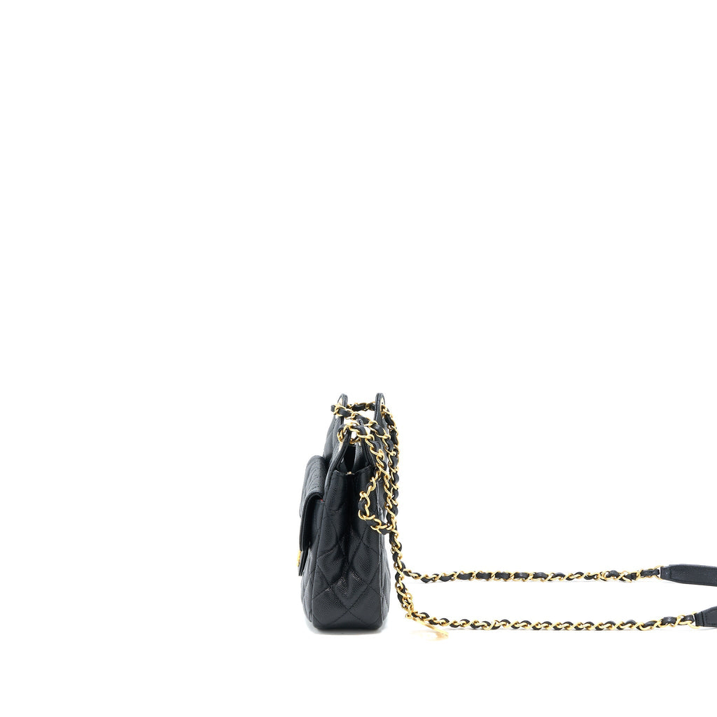 CHANEL SMALL HOBO BAG CAVIAR BLACK GHW (MICROCHIP)