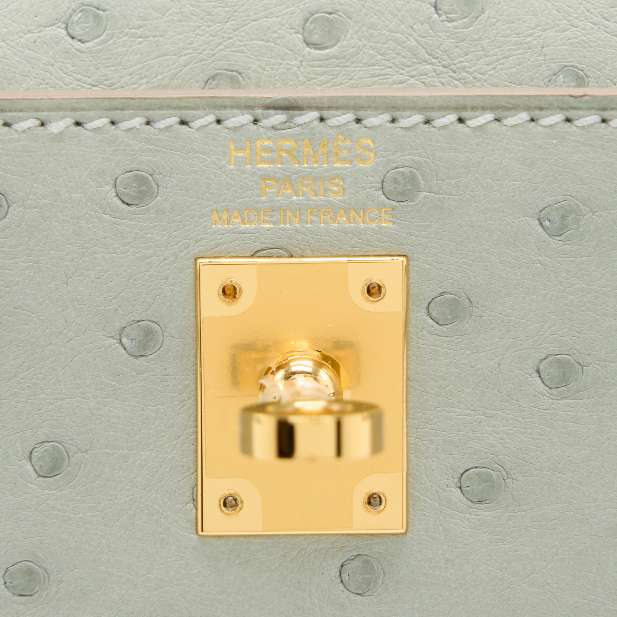 HERMES KELLY 25 SELLIER OSTRICH 80 GRIS PERLE GHW