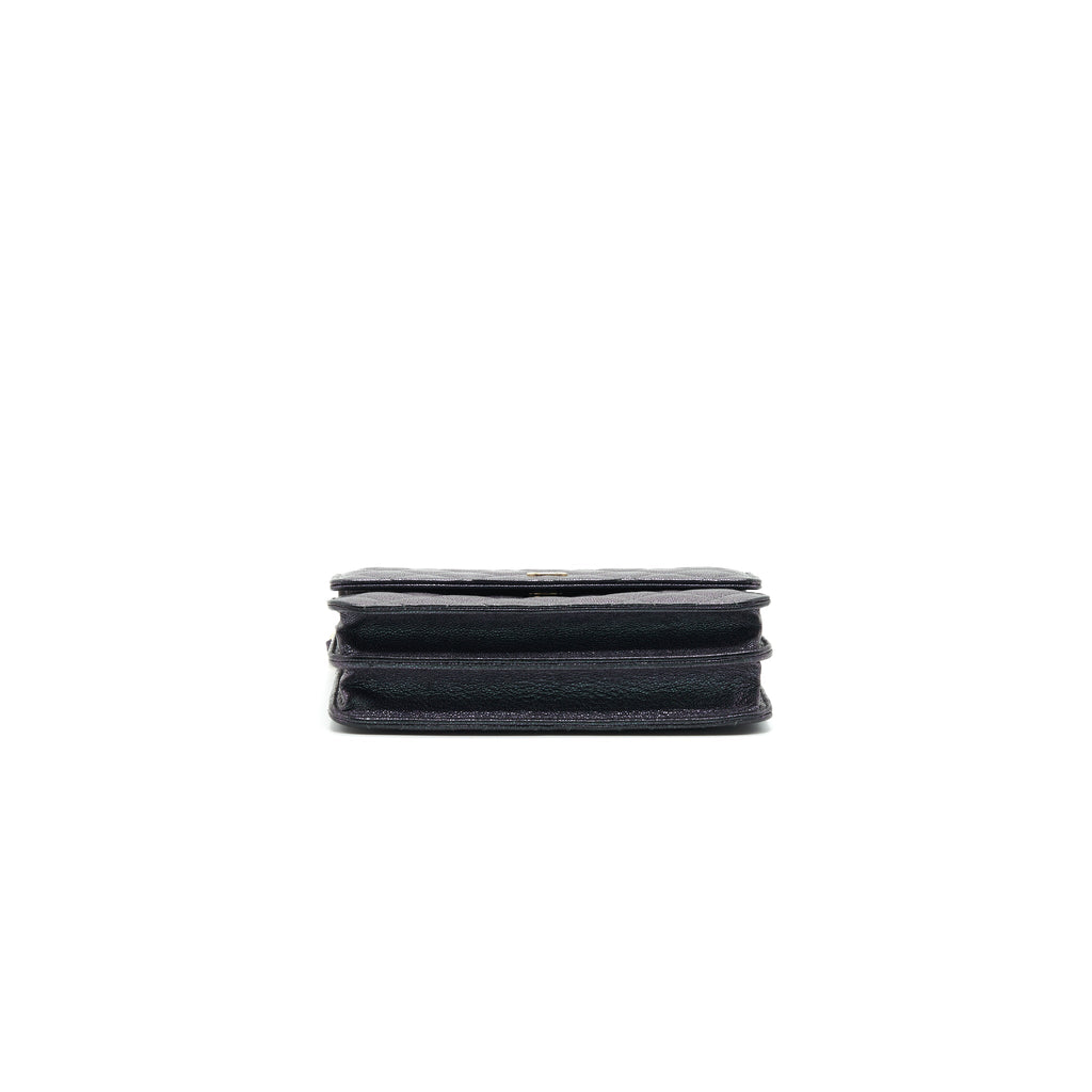 CHANEL CLASSIC SQUARE WALLET ON CHAIN CAVIAR IRIDESCENT PURPLE LGHW