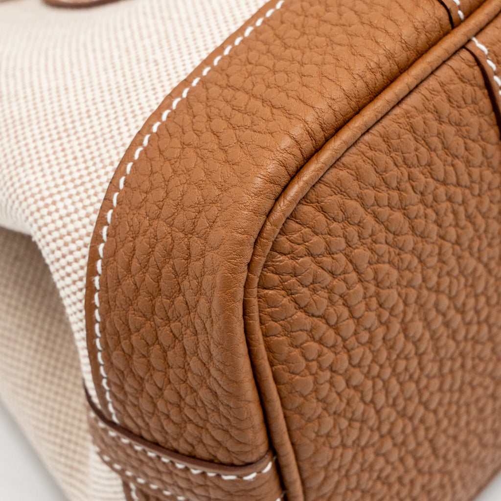 HERMES NEO GARDEN PARTY 23 CANVAS/NEGONDA ECRU-BEIGE/GOLD SHW